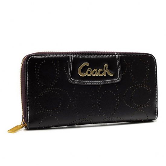 Coach Perforated Logo Large Coffee Wallets AXU | Women